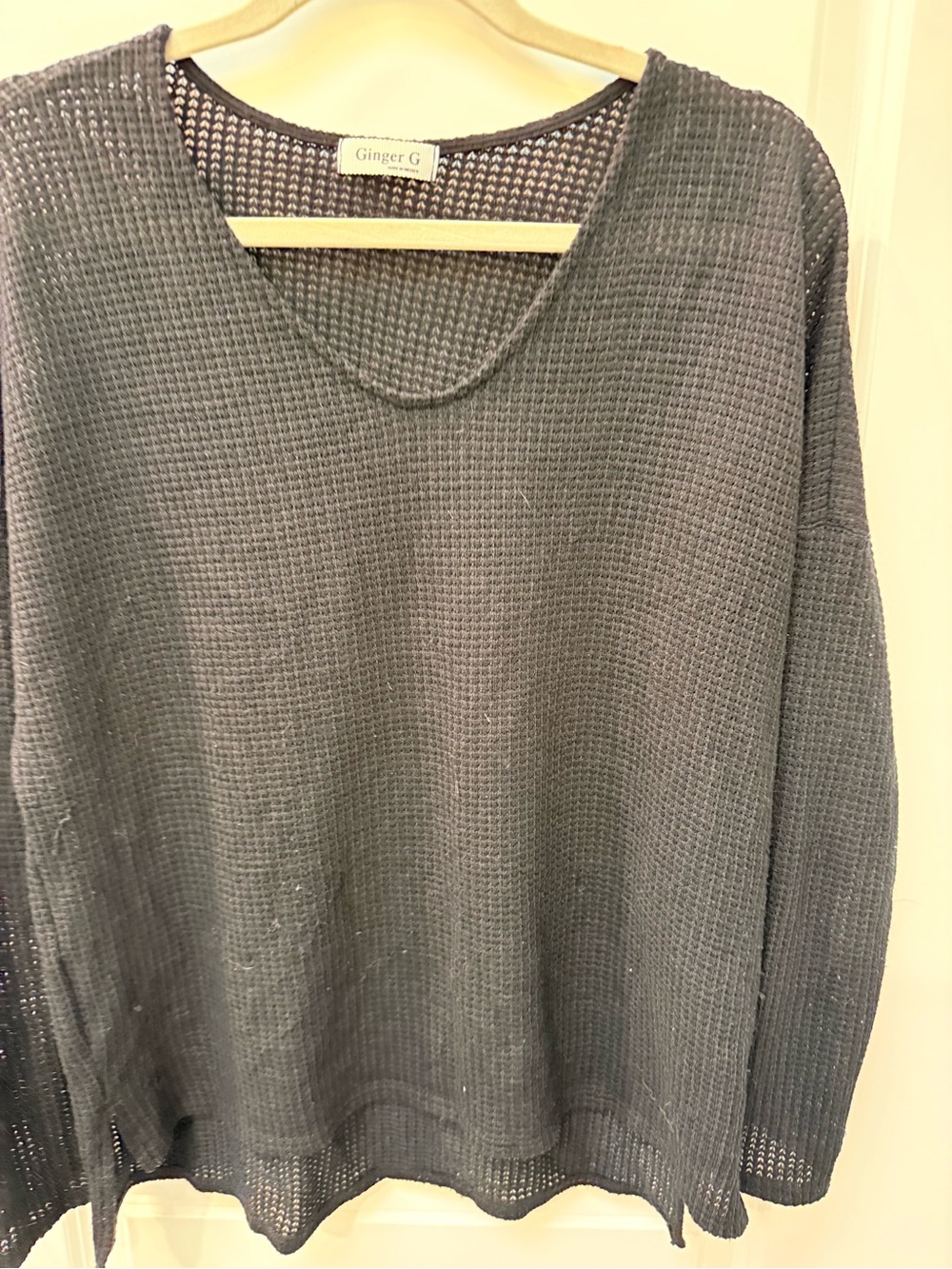 Ginger G Charcoal Black Waffle Knit Top
